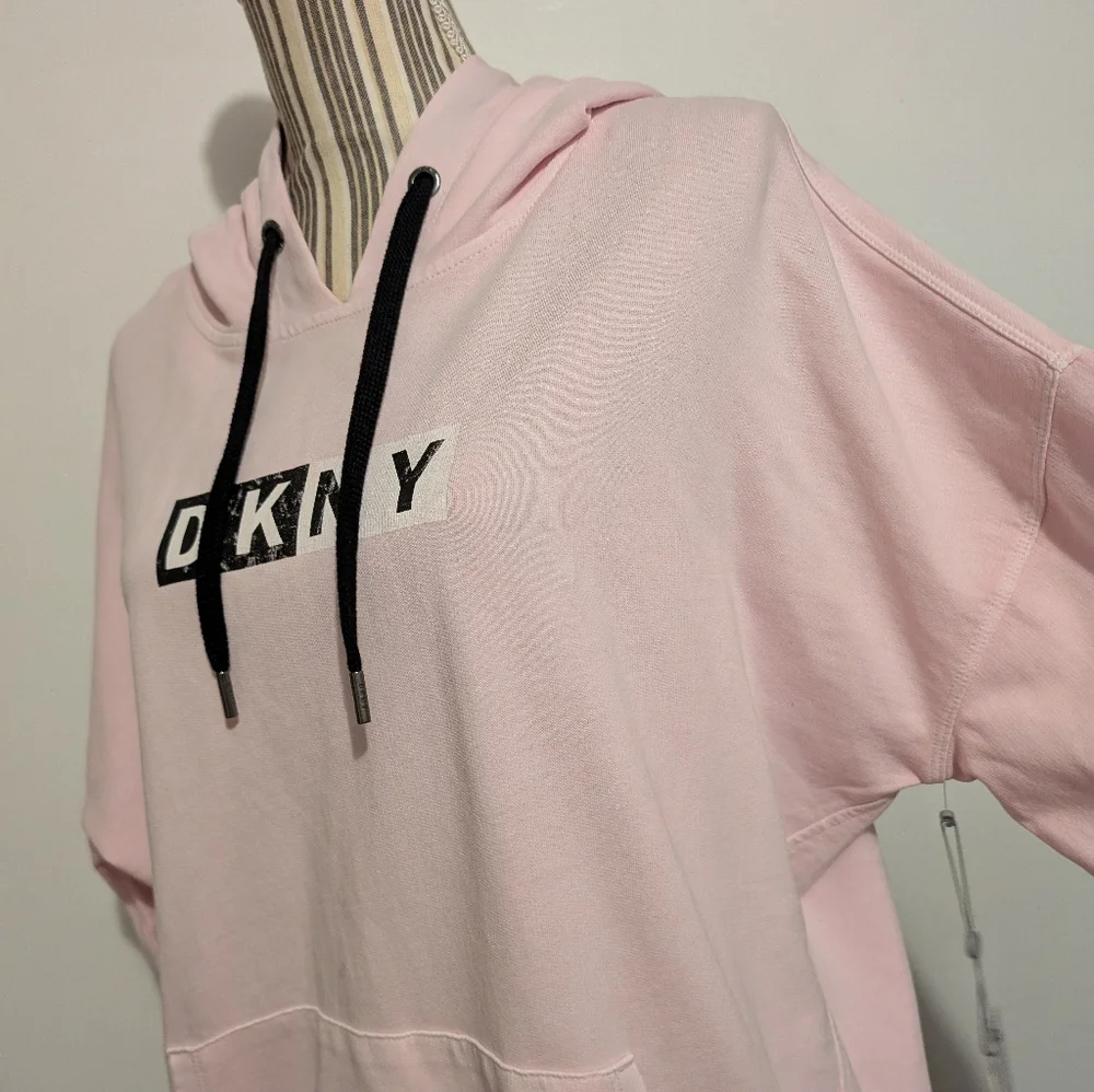 DKNY Hoodie Women's large pink Long sleeve kangaroo pockets nwt - Picture 4 of 16